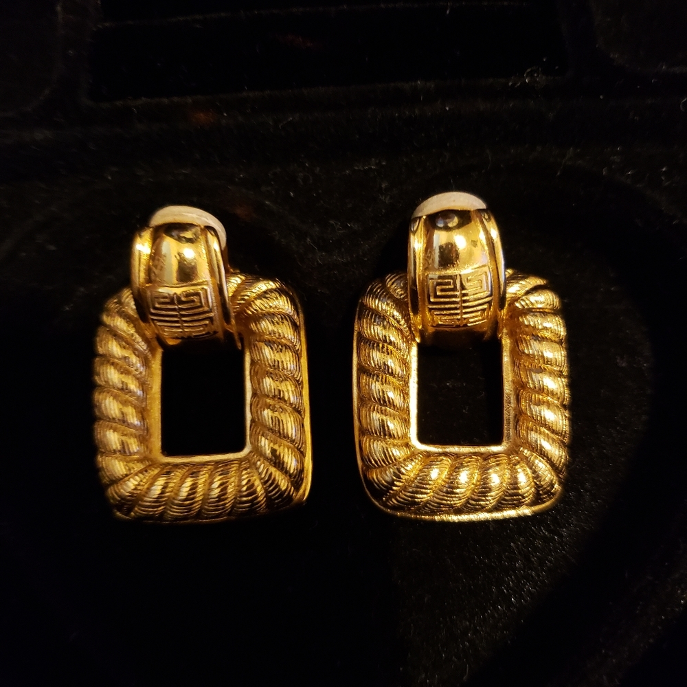 RARE Vintage Givenchy Signed Door Knocker Earrings